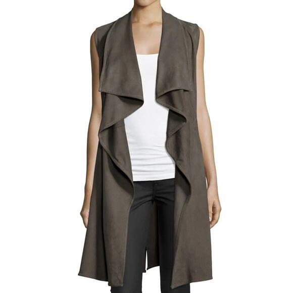 LEMARQUE Elem Drape-Front Leather Vest Brown Green Minimalist Size Medium - Picture 10 of 10
